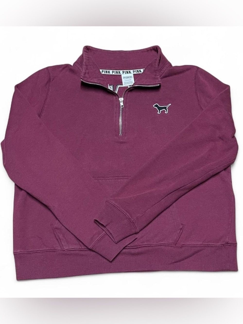 Victoria's Secret PINK Burgundy Women’s Quarter Zip Sweatshirt Y2K Size Large